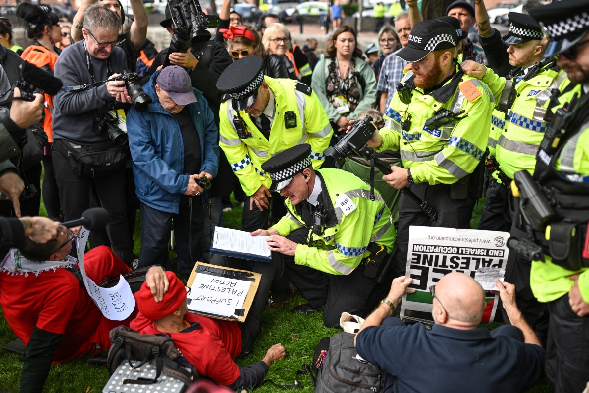 Dozens arrested at Labour conference protest supporting Palestine Action