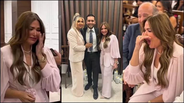 صابرين تبكي في عقد قران نجلها نور.. «فرحة عمري»