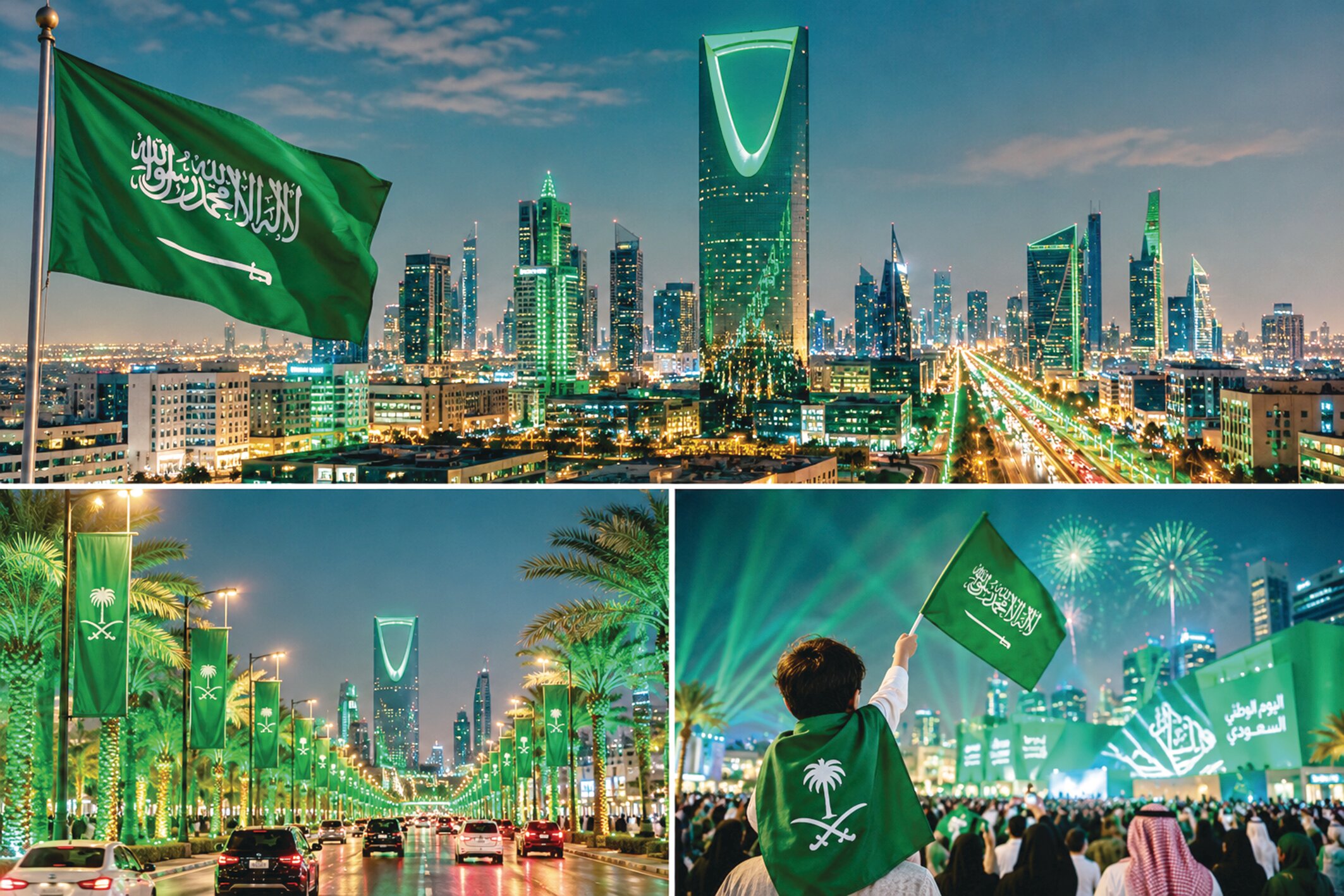 الوهج الأخضر يرسم ملامح يوم الوطن في الرياض