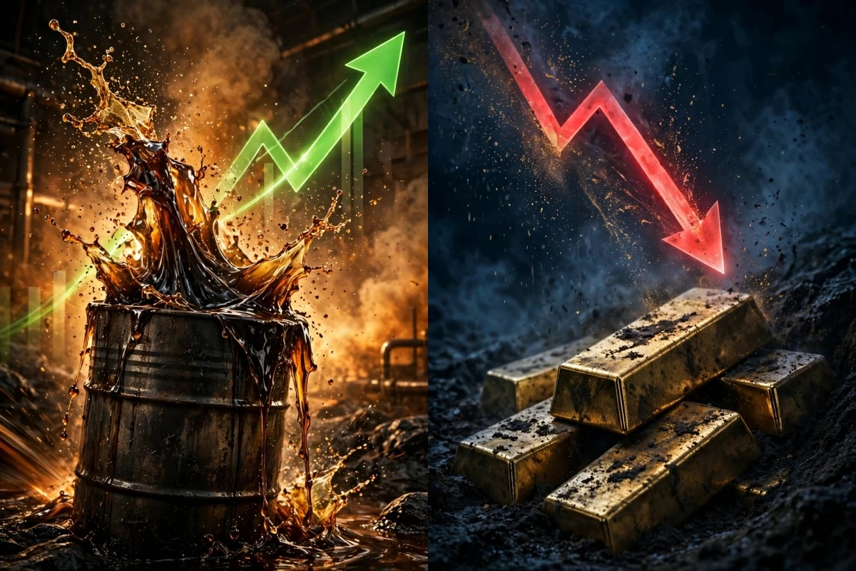 برميلٌ يشتعل وبريقٌ يخفت.. النفط يحلق والذهب يهوي