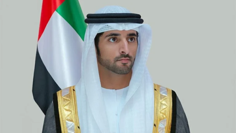 Hamdan bin Mohammed receives condolences for Sheikh Ahmed bin Rashid, with Maktoum and Ahmed bin Mohammed beside him