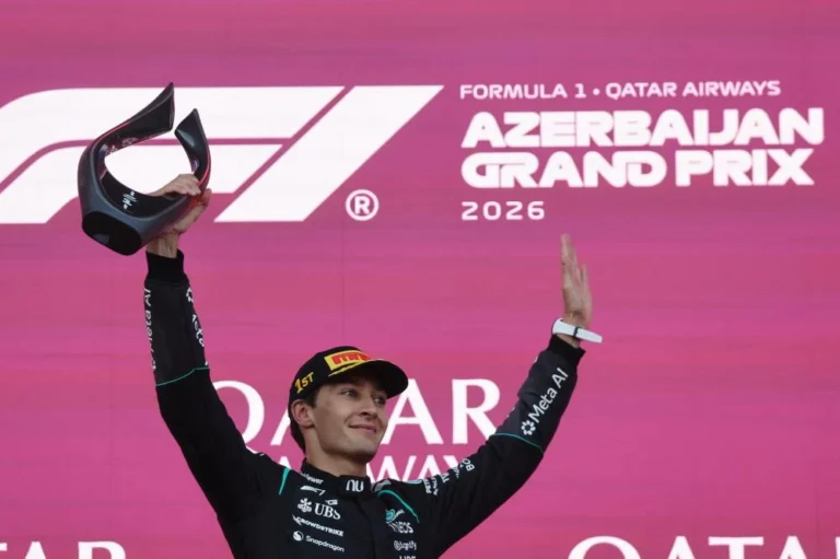Russell fends off Verstappen to win in Baku, Antonelli fifth
