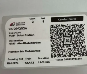 First look: Hamdan bin Mohammed reveals Etihad Rail ticket as he boards inaugural passenger journey