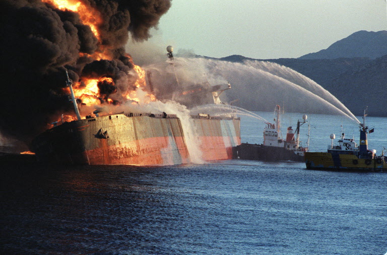 Tanker in flames, ships disappearing: Mystery projectile slams Into vessel in Hormuz