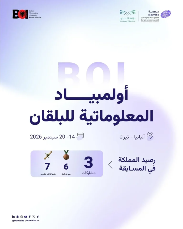 المنتخب السعودي للمعلوماتية يشارك في أولمبياد البلقان 2026 بألبانيا