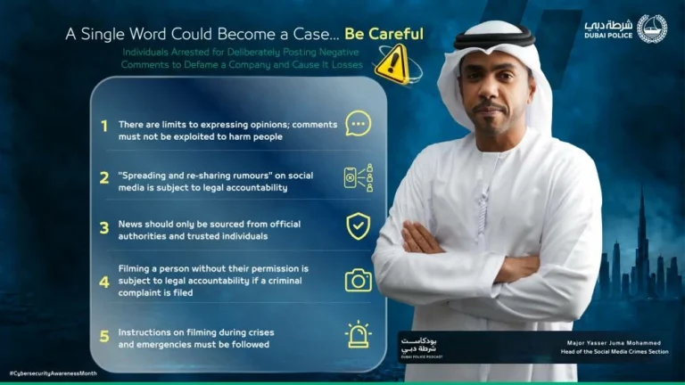 Dubai Police arrest individuals for posting false online reviews to damage company reputation