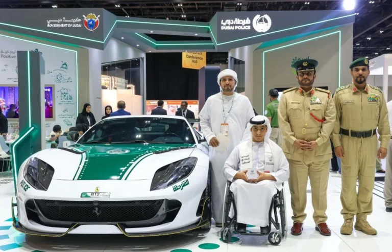 Dubai Police showcases ‘Himmah X’ smart bag in Ferrari Mansory patrol at AccessAbilities Expo 2026