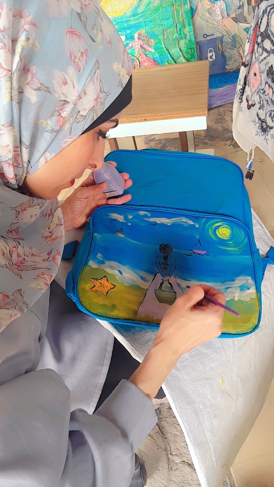 Painted backpacks offer children in Gaza some sense of normality