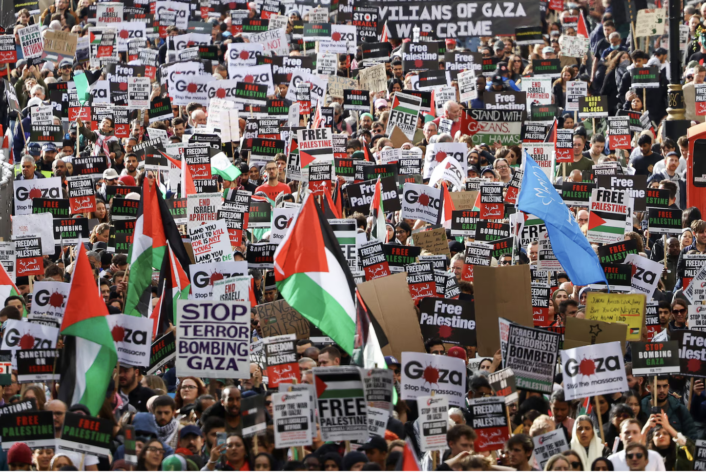 Thousands of pro-Palestinian demonstrators rally in London
