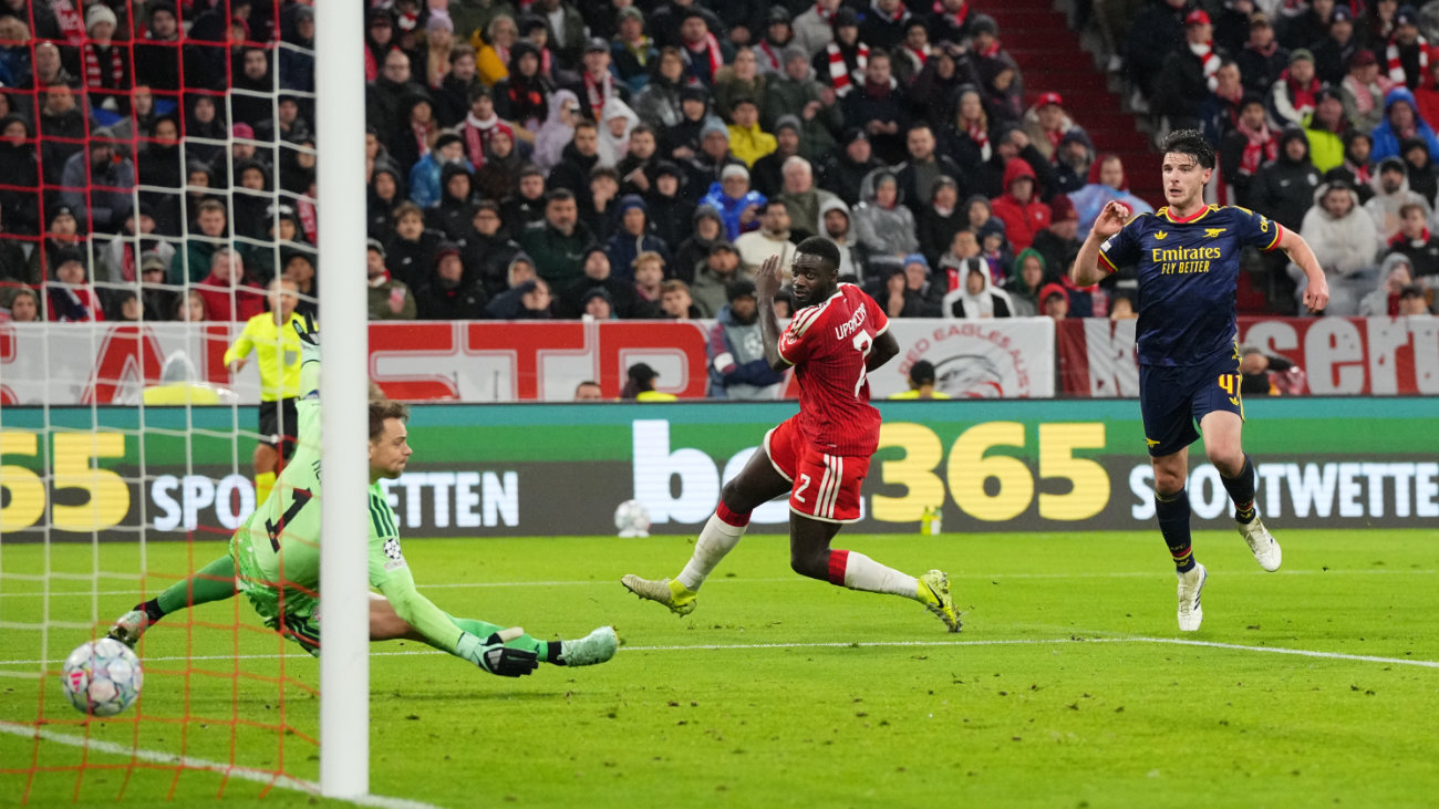 Rice rescues Arsenal at Bayern as Real Madrid hit four