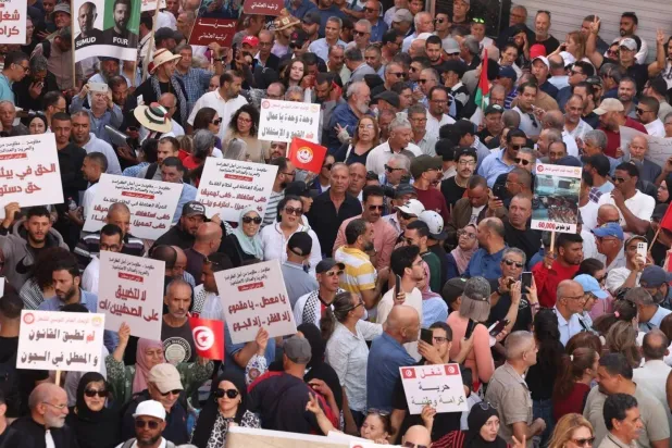 Thousands Protest in Tunisia Demanding Return of Democracy, Freedoms
