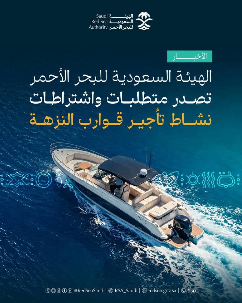 الهيئة السعودية للبحر الأحمر تصدر متطلبات واشتراطات نشاط تأجير قوارب النزهة