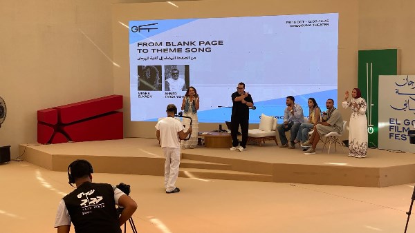 شريف منير وأشرف عبد الباقي والشرنوبي فى ندوة أغنية المهرجان لمنة القيعي وأحمد طارق يحيى