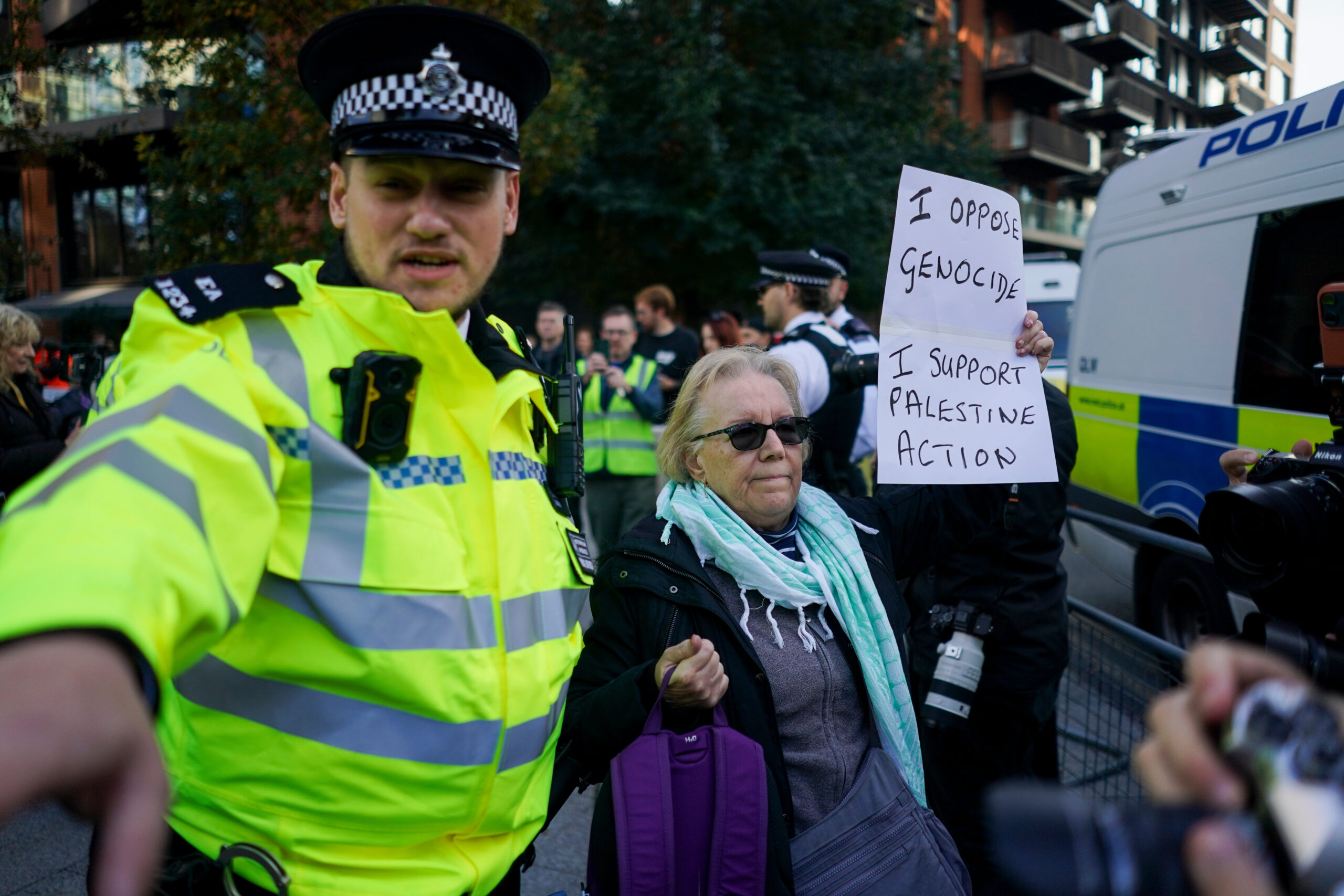 Dozens arrested outside London’s US Embassy at Palestine Action protest