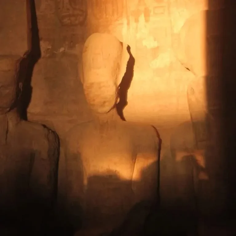 Sun illuminates Ramses II’s face at Abu Simbel before 7,000 visitors