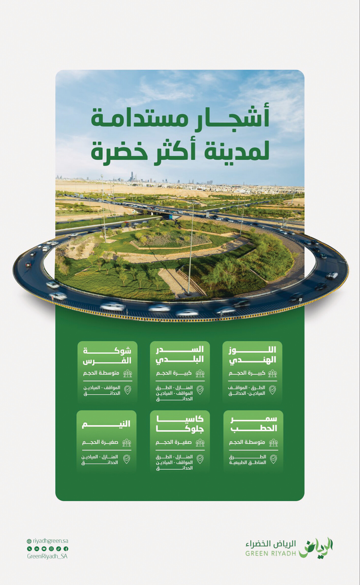 «الرياض الخضراء»  تواصل أعمال تشجير العاصمة