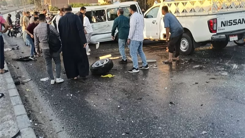 وفاة سائق الربع نقل في حادث تصادم الميكروباص أعلى كوبري قها بالقليوبية