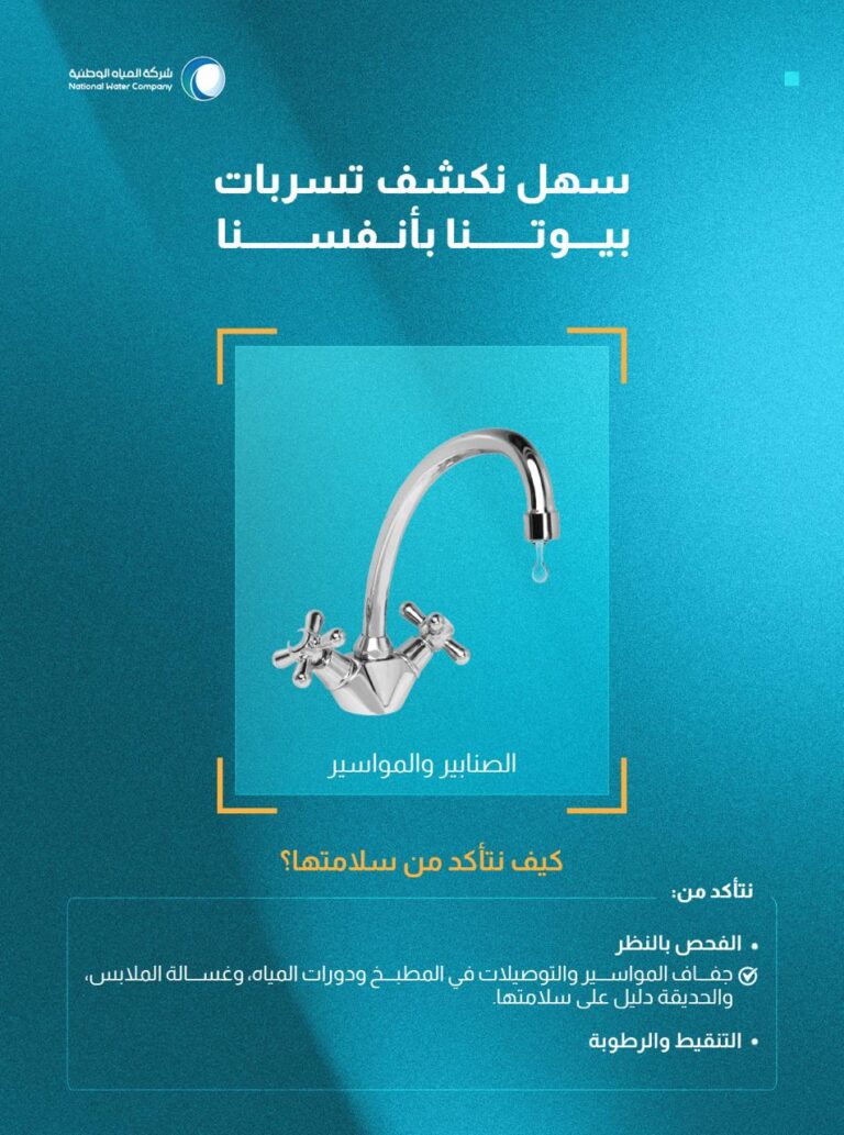 المياه الوطنية تطلق حملتها “سهل نكشف تسربات بيوتنا بأنفسنا” لوقف التسربات المنزلية