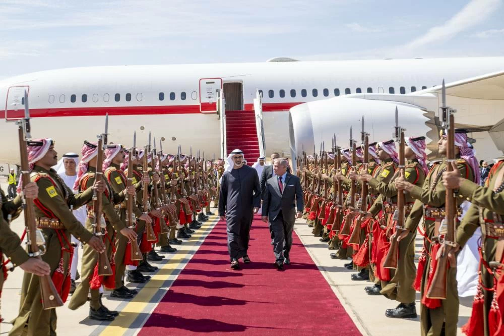 Khaled bin Mohamed arrives in Jordan for Aqaba–Al-Shidiyeh–Maan railway project launch