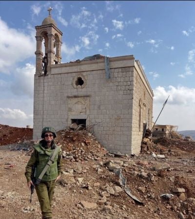 Outrage after photo of smiling Israeli soldier in front of south Lebanon church