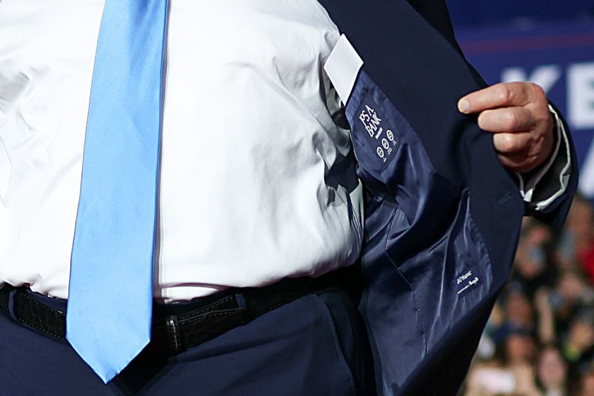 Trump’s cheap suit is out of character and awkward for a few reasons